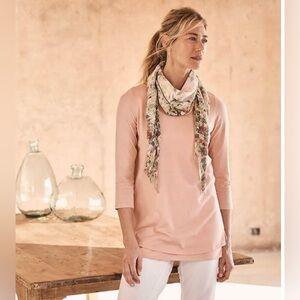 J. JILL Pure Jill Casual Cottage Work Boatneck Layered 3/4 SLV Peach Tunic XL